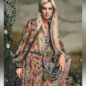 $549 NWT CAMILLA Wildfire Scarf Blouson Top XL